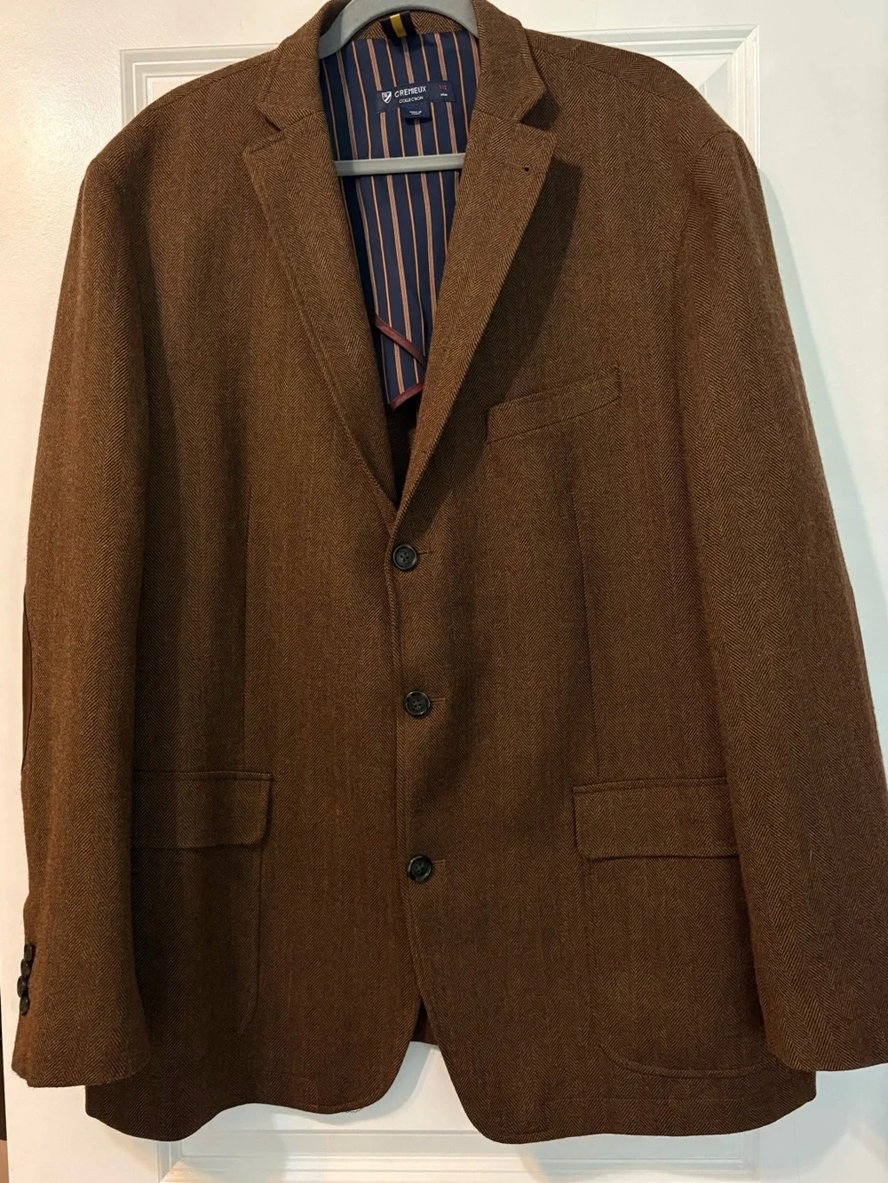 Cremieux Collection Men’s Brown Herringbone 100% Wool Tweed Blazer XXL